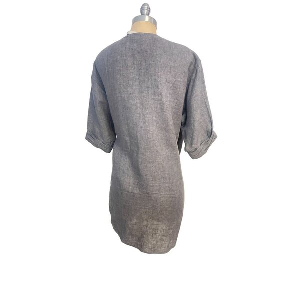 Phillip Lim 3.1 Grey Linen Mini Wrap Dress Size 4 - Picture 3 of 5
